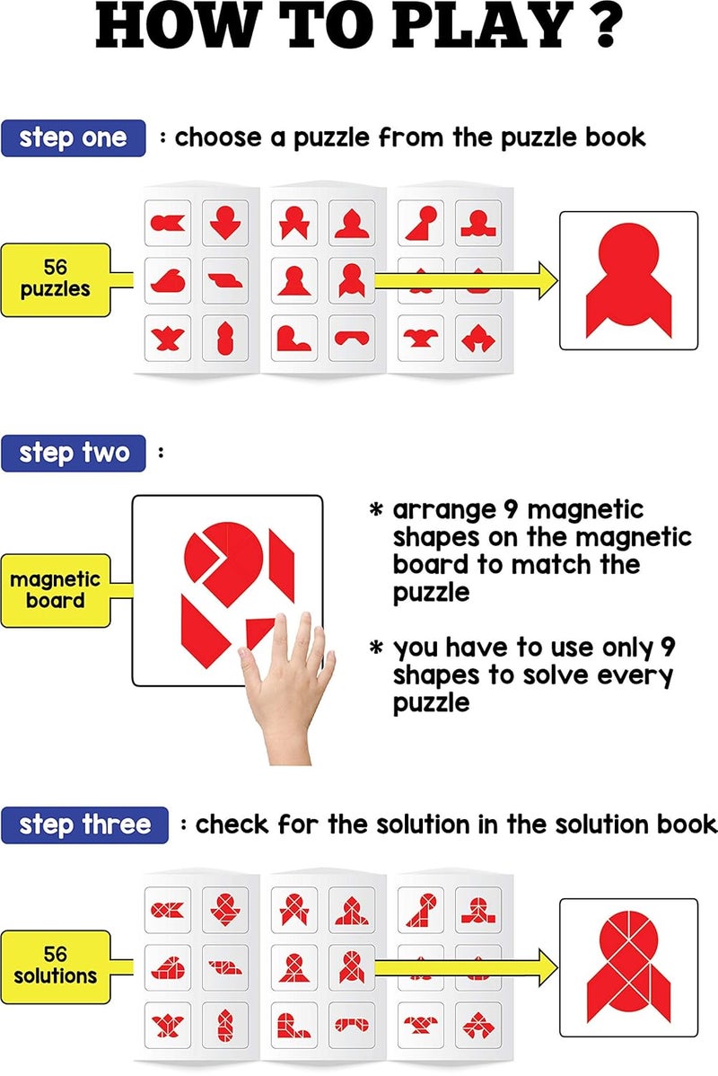 Play Panda Brain Booster Type 2 - 56 Puzzles with Magnetic Shapes and Board - Image 4